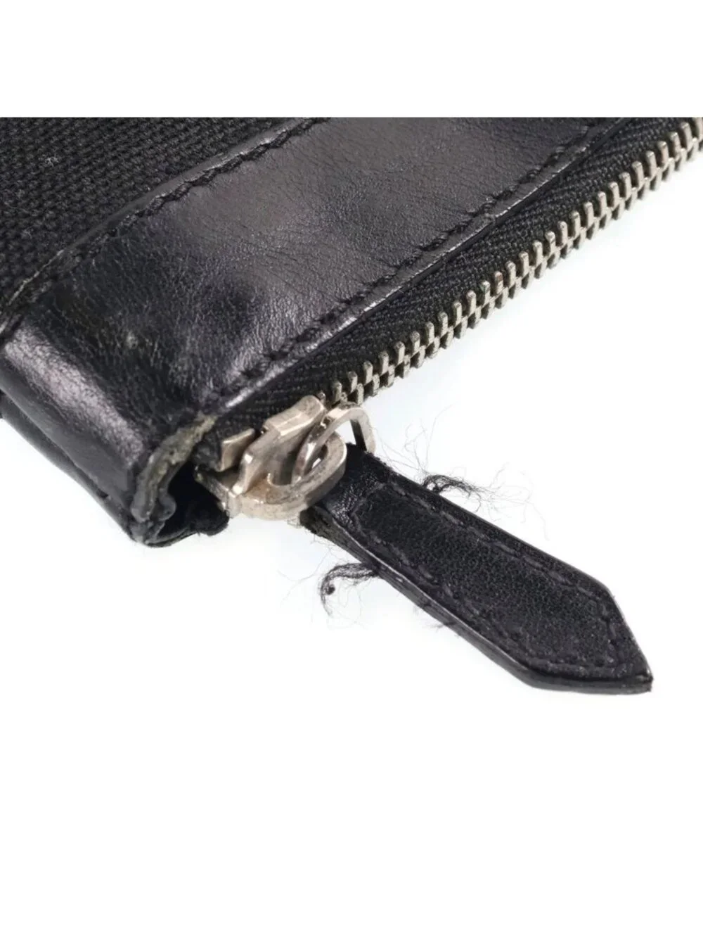Balenciaga Navy Clip Logo Print Leather Canvas Clutch Second Black